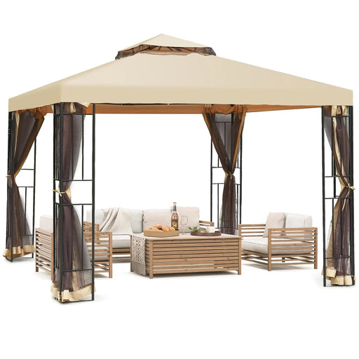 10X10 Ft Patio Gazebo with Mesh Netting Outdoor Canopy for Backyard, Garden, Pool-Side