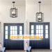 Black Farmhouse Modern Chandelier Light Fixture for Dining Room, 3 Light Rustic Kitchen Island Metal Pendant Hanging, Adjustable Geometric Foyer Light Fixtures for Entryway Hallway Living Room