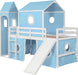 Twin CastlePlayhouse CobaltBlue Loft Bed With Slide