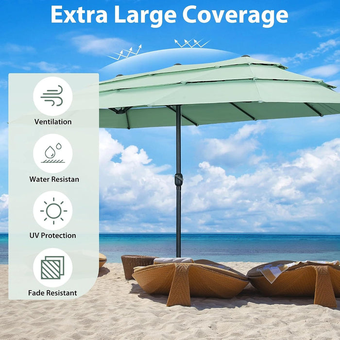 15Ft Large Patio Umbrella, Outdoor Double-Sided Pool Umbrellas