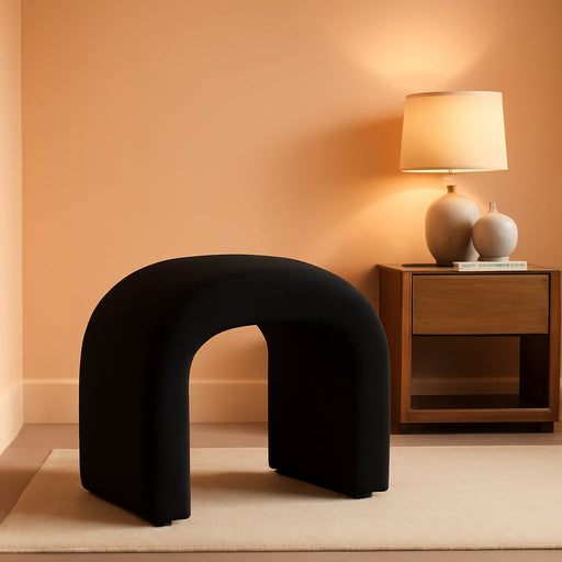 Home Collection Kibo Modern Waterfall Black Velvet Ottoman (Fully Assembled)