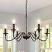 Farmhouse Chandelier for Dining Room: 6-Light Black Industrial Kitchen Island Pendant Light Fixture with 6 E12 Bulbs - Rustic Candle Chandeliers Vintage Modern Hanging Ceiling Lamp for Bedroom