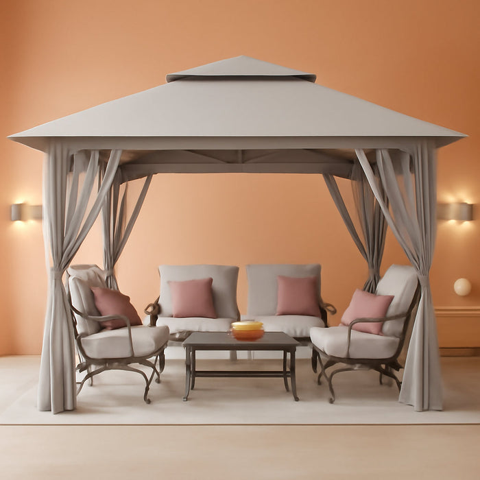 13X13 Pop up Gazebo, Canopy Tent, Gazebos on Clearance - Outdoor Gazebo for Backyard & Patio Furniture - Carpa Pop up Tent with Wheeled Sto-N-Go Cover Bag (Grey)