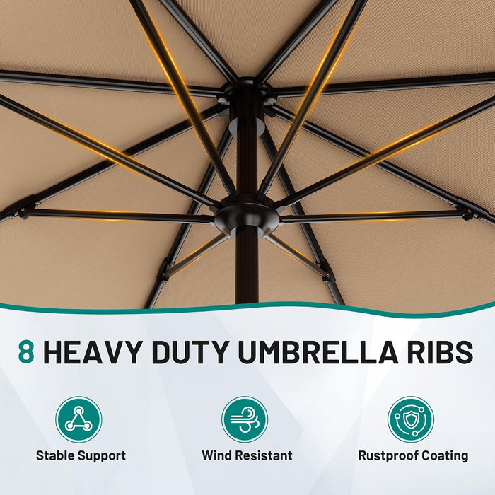 9FT Outdoor Patio Umbrella with Tilt and Crank, Beige