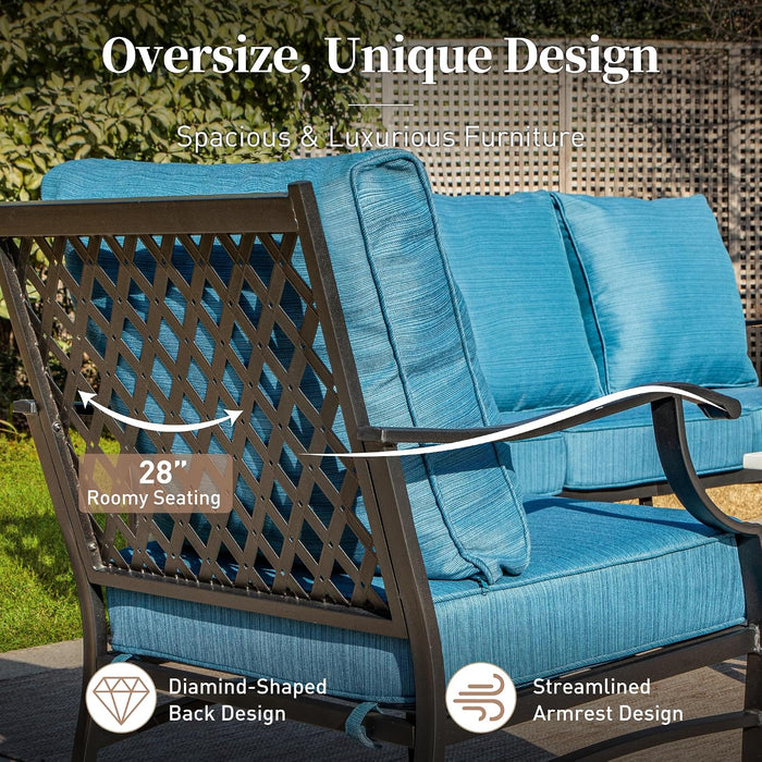 5-Piece Metal Outdoor Conversation Set, 7 Seats