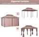 10' X 13' Patio Gazebo, Outdoor Gazebo Canopy Shelter with Curtains, Vented Roof, Steel Frame for Garden, Lawn, Backyard and Deck, Khaki