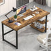 Modern Computer Desk, Home Office Desk with Storage Shelf, Wood Study Writing Table Workstation for Bedroom Living Room, Rustic Brown, 53 Inch