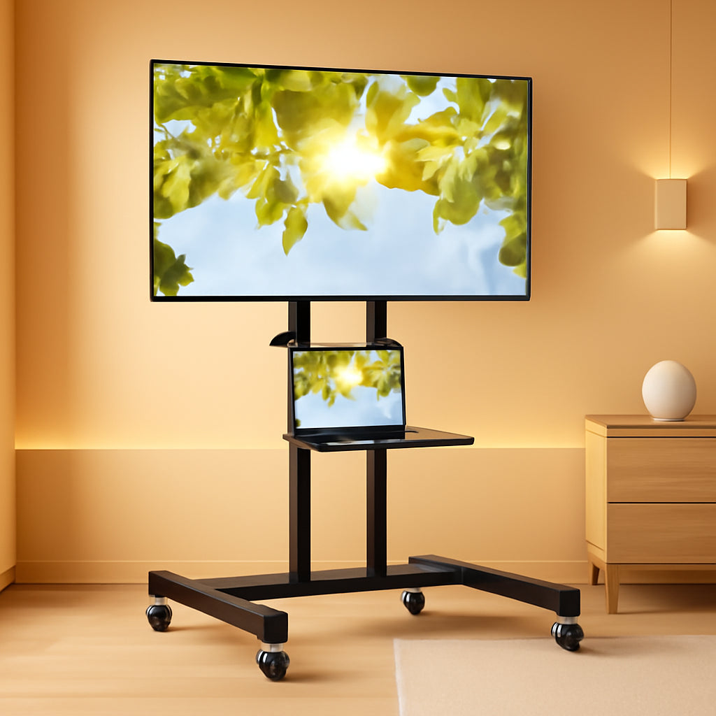 Rolling TV Stand Height Adjustable 32 To 83 Inch Screens