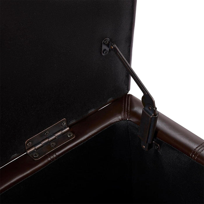 Square Leather Storage Ottoman,Ottoman Coffee Table with Storage for Living Room (Brown)