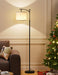 Tall Floor Lamps with 3 Color Temperatures Bulb & Adjustable Linen Shade, for Living Room, Bedroom, Office, Classroom, Dorm Room (9W Bulb Included), Beige & Black, 60"
