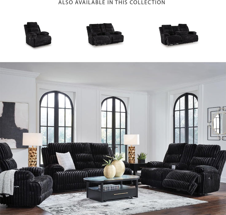 Signature Design by Ashley Higgesbee Contemporary Reclining Loveseat with Console, USB Charging Port, Storage and 2 Cup Holders, Black