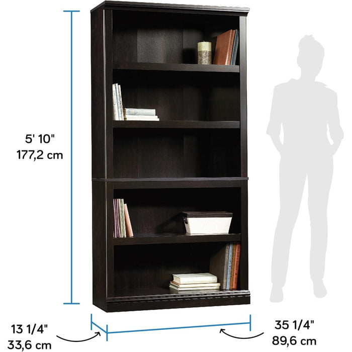 Miscellaneous Storage 5 Bookcase/Book Shelf, L: 35.28" X W: 13.23" X H: 69.76", Estate Black