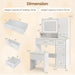 Vanity Desk with Mirror and Lights, Jewelry Storage Cabinet, Farmhouse White Makeup Vanity Desk with Charging Station, 3 Drawers, 3 Lighting Modes, Bedroom Vanity Dressing Table with Stool