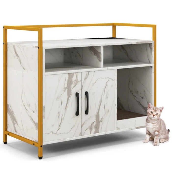 Edgware Large Litter Box Enclosure Cat Wooden Storage Cabinet with 2 Doors