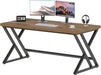 55 Inch Modern Computer Office Desk Metal Wood Writing Desks Rustic Oak