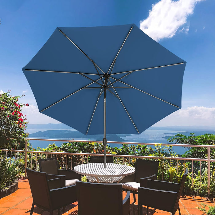 88 LED 10 FT Solar Patio Umbrella with Base, Navy