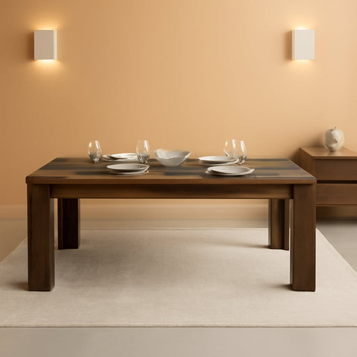 Farmhouse 71" Long Dining Table for 6-8 People, Marble Texture Finish Kitchen Table with Sturdy Wooden Frame, Rectangle Dining Table for Dining Room, Kitchen, Brown