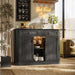 47" Wine Bar Cabinet with LED Light & Power Outlets, 2 Door Coffee Bar Cabinet with 2 Drawers, Sideboard Buffet Cabinet with Storage, Liquor Cabinet for Home Bar, Kitchen Living Room, Black
