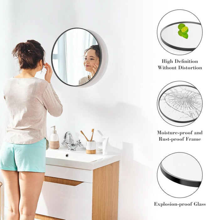 20In round Bathroom Mirrors for Wall, Bathroom Mirrors for over Sink, Wall Decor for Bathroom, Entryway, Bedroom, Vanity, Classical Black