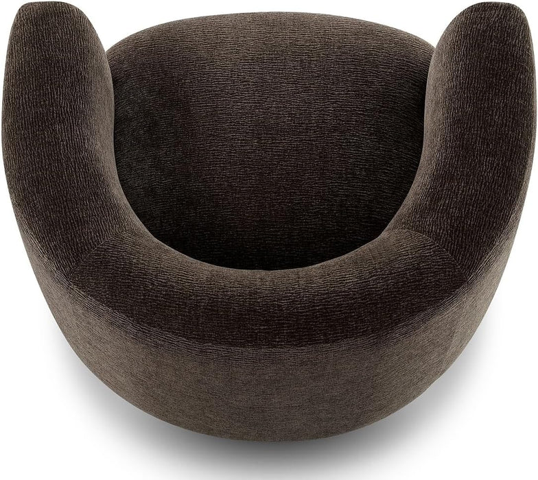 Swivel Accent Chair, Mid Century Modern round Barrel Chairs, Upholstered Velvet Fabric Home Sofa Living Room with Solid Wood Base, Single Sofa Lounge Chair, Espresso