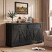 56" Farmhouse Black Buffet Cabinet with Charging Station