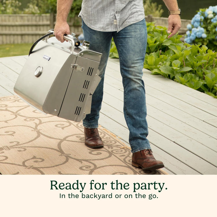 Chef'S Style Tabletop Portable Propane Grill, 20,000 BTU Stainless Steel 2-Burner Outdoor Gas Grill for Camping, Tailgates, BBQ, Hassle-Free Setup, Twist-Start Ignition, CGG-306