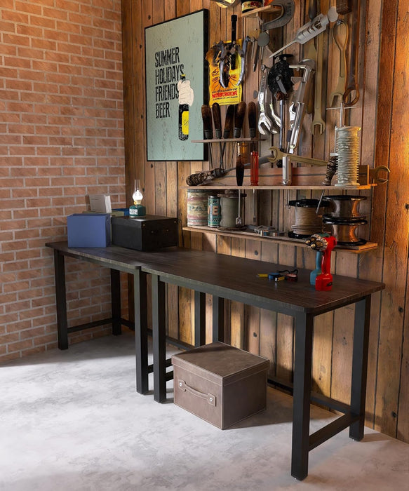 43'' Home Office Desk Modern Computer Desk 43.3X 23.6X29.5 Inches PC Table with Thicken Frame Industrial Style Sturdy Metal Frame Furniture for Writing Gaming Black+Black - ShipItFurniture