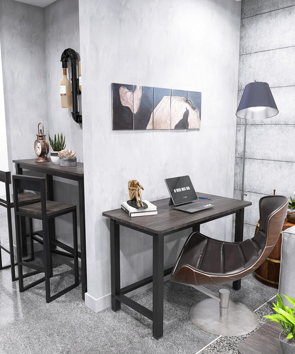 43'' Home Office Desk Modern Computer Desk 43.3X 23.6X29.5 Inches PC Table with Thicken Frame Industrial Style Sturdy Metal Frame Furniture for Writing Gaming Black+Black - ShipItFurniture