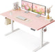 Electric Height Adjustable Standing Desk, 48 Inch Pink Computer Desk for Women Girls, Sit Stand Table for Home, Office, Bedroom