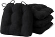 Chair Cushions for Dining Chairs Set of 4, Indoor Kitchen Chair Cushions with Ties and Non Slip Backing, Tufted Memory Foam Seat Cushions, Chair Pads 4 Pack, 15.5" X 15.5" X 4", Black