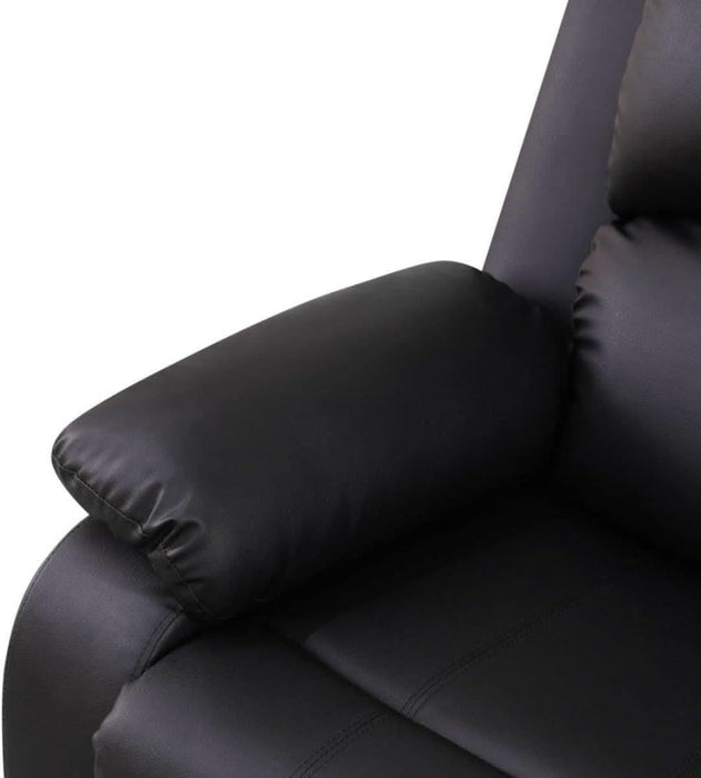 Reclining Sectional Sofa Set, L Shaped PU Leather Recliner Couch with Cup Holder and Storage Console for Home Theater & Living Room, Black