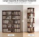 5-Tier Solid Wood Rotating Bookshelf on Wheels for Small Spaces