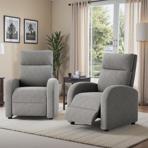 Recliner Chair, Recliner Sofa for Adults, Recliners Home Theater Seating with Lumbar Support, Reclining Sofa Chair for Living Room (Corduroy, Ash Grey)