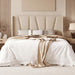 Queen Size Platform Linen Bed Frame with Headboard, Beige