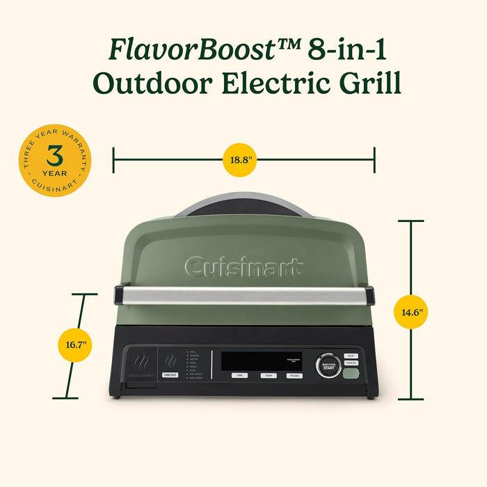 Flavorboost™ 8-In-1 Outdoor Electric BBQ Grill & Portable Smoker, Air Fryer Grill Combo with Smart Probe, Smoke Drawer, 154 Sq. In., Patio & Balcony Grill for Apartments, CEG-1302