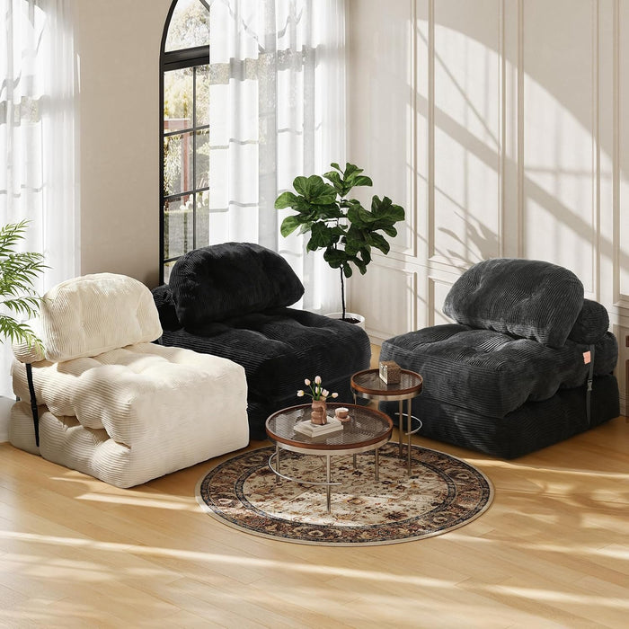 Dark Gray Folding Sofa Bed With ErgonomicBackSupport