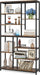 79 Inches Tall Bookshelf Bookcase, 8-Tier Staggered Bookcase, Modern Freestanding Open Book Shelves, Wide Wood Etagere Shelving Unit Display Shelf for Living Room