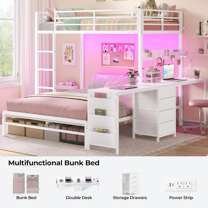 Twin Over Full IndustrialSteel Bunk Bed BrilliantWhite