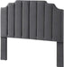 Dark Gray Velvet Tufted Queen Upholstered Headboard, Modern Vertical Channel Design California Queen/Full Headboard with Stepped Silhouette Top Edge,Dark Gray