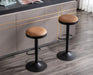 Modern Swivel Bar Stools Set of 2 Adjustable Counter Height Backless Barstools with Metal Base Leather Upholstered round Bar Stool Chairs for Kitchen Island/Pub/Breakfast Bar, Brown