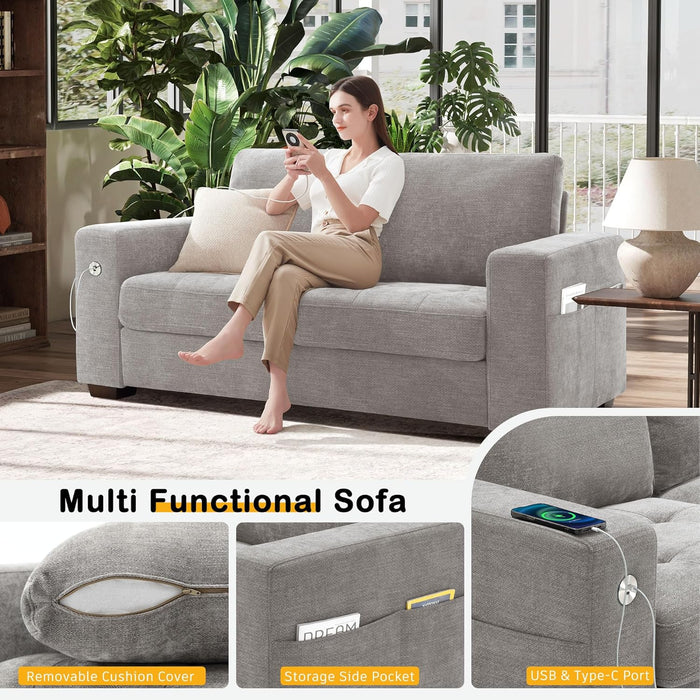 70" Chenille Loveseat - Gray