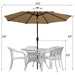 9 FT 32 LED Patio Solar Umbrella W/ Push Button Tilt and Crank Outdoor Umbrella Taupe