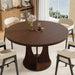 47 Inch round Dining Table for 4-6 People, Wooden Dining Room Table with Pedestal Base, Modern Kitchen Table for Apartments, Dining Room, Kitchen or Living Room, Dark Walnut, Table Only