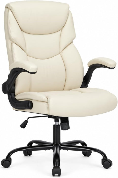 Executive Office Chair with Lumbar Support, High Back, up to 275 Lbs, White