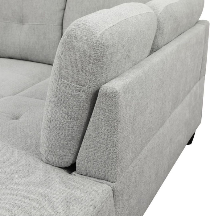 L-Shaped 3-Piece Flannel Sofa with Storage Ottoman Set, Sectional Couch Sofa Set for Living Room, Office, Small Space, Light Grey