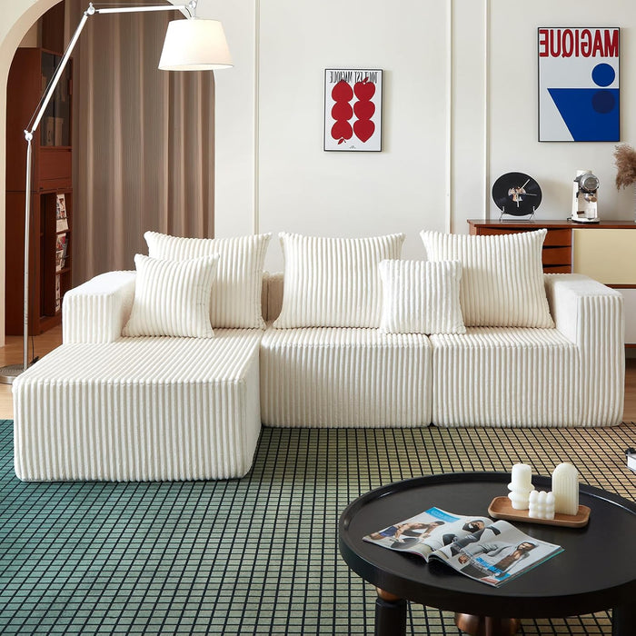 102Inch Beige CloudLounge Sectional Sofa Oversized Seat