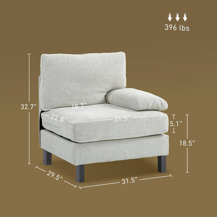 31.5 In. Polyester Right Facing Module Sectional Sofa In. Cream White