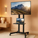 Mobile TV Cart for 32 to 83 Inch Screens up to 110 Lbs, LCD LED OLED 4K Smart Flat and Curved Panels, Rolling Stand with Laptop DVD Shelf, Locking Wheels, Max VESA 600X400, Black, STAND-TV03E