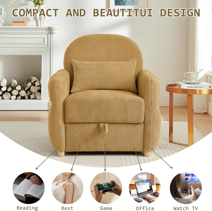 33.5" Accent Chair with Seat Storage Modern Reading Chair Accent Chairs for Living Room Armchair Bedroom,Apartment (Ginger Yellow, 33.5")