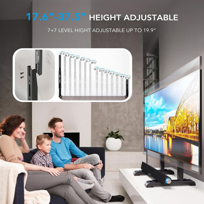 Table Top TV Stand with Height Adjustable TV Legs Replacement for Most 37-86 Inch Flat Curved Tvs,Steel TV Base Feet Holds up to 150 Lbs with Cable Management, Max VESA 800X600Mm Black